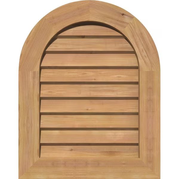 Round Top Gable Vnt Non-Functional Western Red Cedar Gable Vnt w/Decorative Face Frame, 14